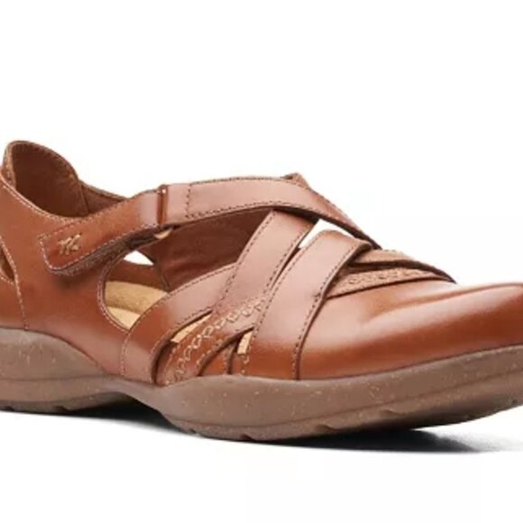 Clarks Collection Roseville Step Leather Mary Jane Flats Women's Size 9.5 Tan - Picture 1 of 9